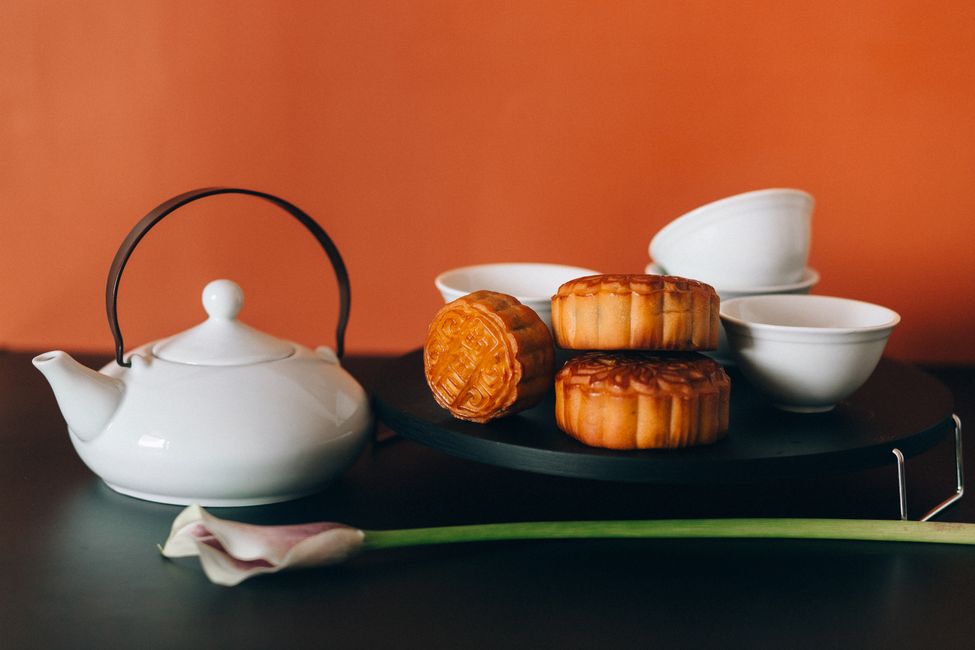 Traditional mooncakes made with jaggery filling, a healthier twist on the classic Mid-Autumn Festival sweet